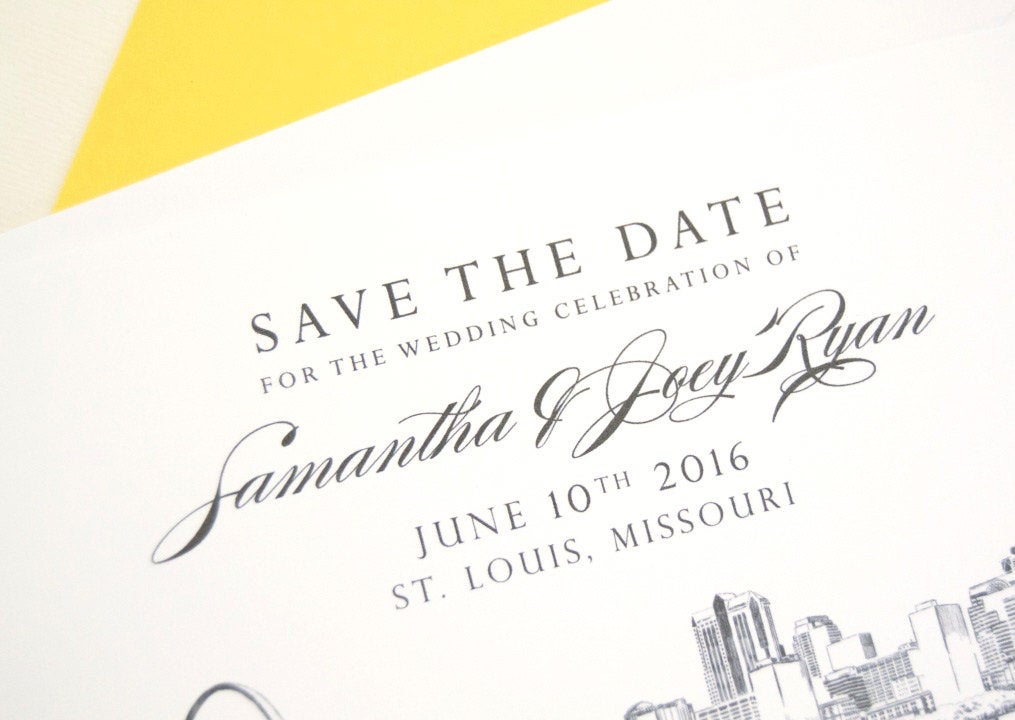 St Louis Skyline Wedding Save the Date Cards (set of 25 cards)