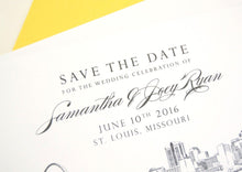 Load image into Gallery viewer, St Louis Skyline Wedding Save the Date Cards (set of 25 cards)
