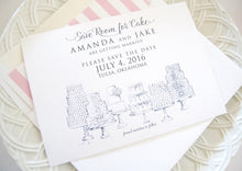 Load image into Gallery viewer, Save Room for Cake Hand Drawn Save the Date Cards (set of 25 cards and envelopes)
