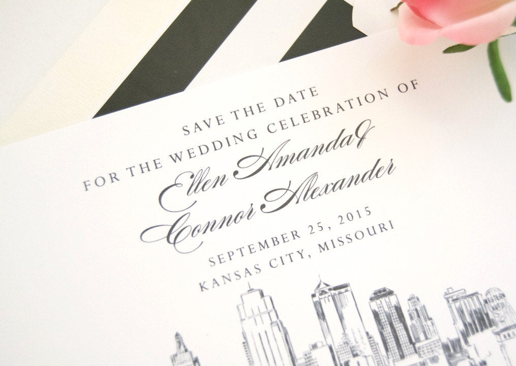 Kansas City Skyline Save the Date Cards (set of 25 cards)