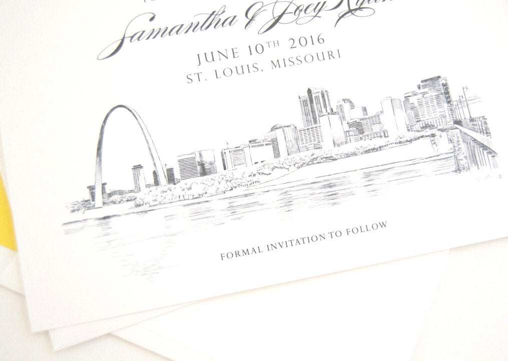 St Louis Skyline Wedding Save the Date Cards (set of 25 cards)