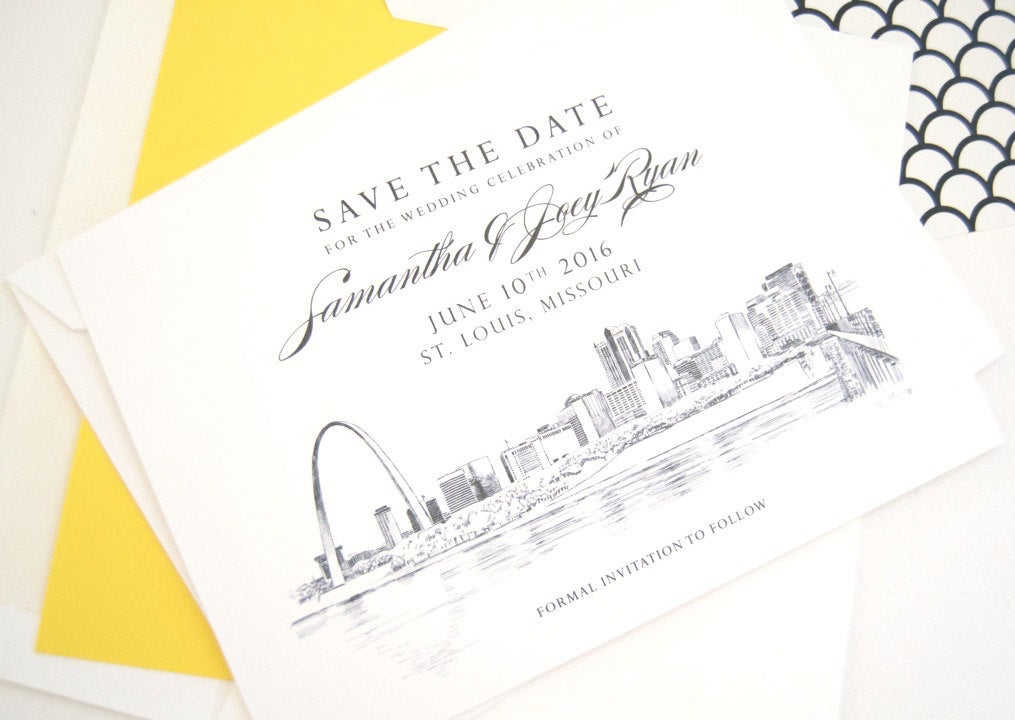 St Louis Skyline Wedding Save the Date Cards (set of 25 cards)