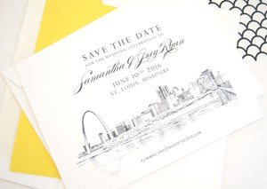 St Louis Skyline Wedding Save the Date Cards (set of 25 cards)
