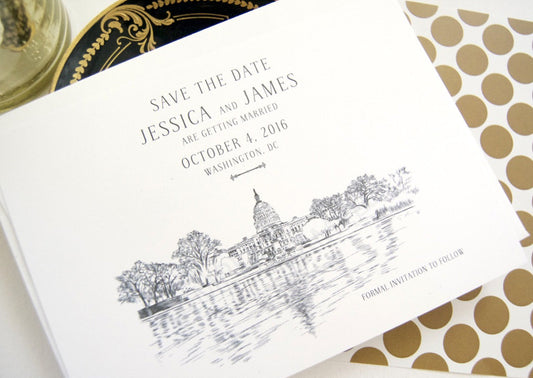 Washington DC Capital Hill Save the Dates, DC Wedding Skyline, DC Save the Date, Save the Date Cards, dc std (set of 25 cards, envelopes)