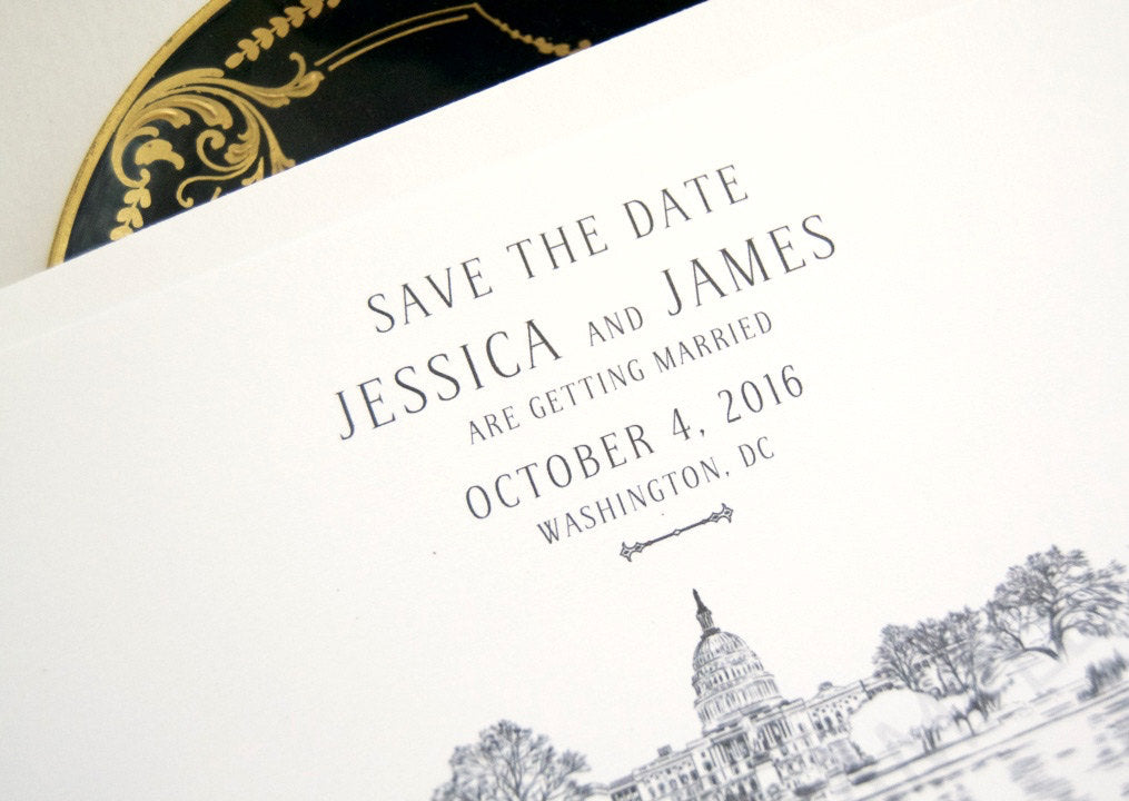 Washington DC Capital Hill Save the Dates, DC Wedding Skyline, DC Save the Date, Save the Date Cards, dc std (set of 25 cards, envelopes)