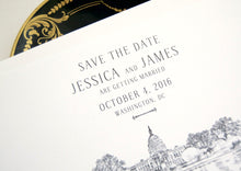Load image into Gallery viewer, Washington DC Capital Hill Save the Dates, DC Wedding Skyline, DC Save the Date, Save the Date Cards, dc std (set of 25 cards, envelopes)
