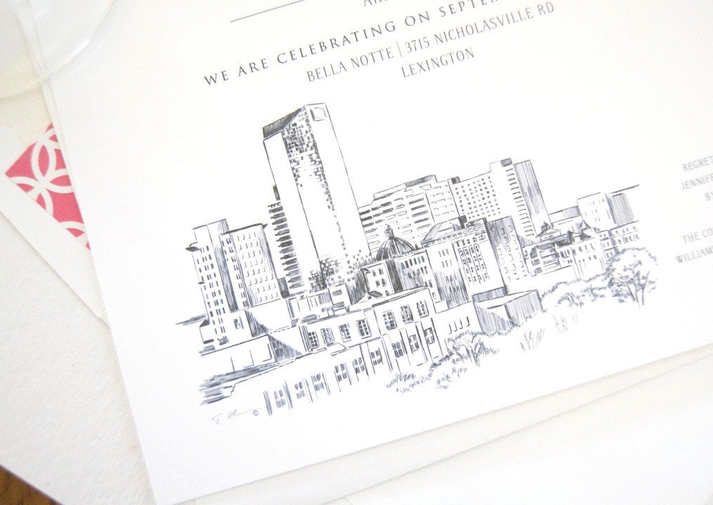 Lexington Skyline Engagement Party Invitations, Lexington Engagement Announcements You Design it! (set of 25 cards)