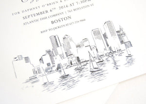 Boston Skyline Engagement Party Invitations, Boston Engagement Announcements You Design it! (set of 25 cards)