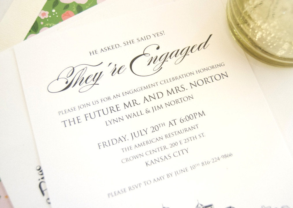 Kansas City Skyline Engagement Party Invitations, Kansas City Engagement Announcements You Design it! (set of 25 cards)