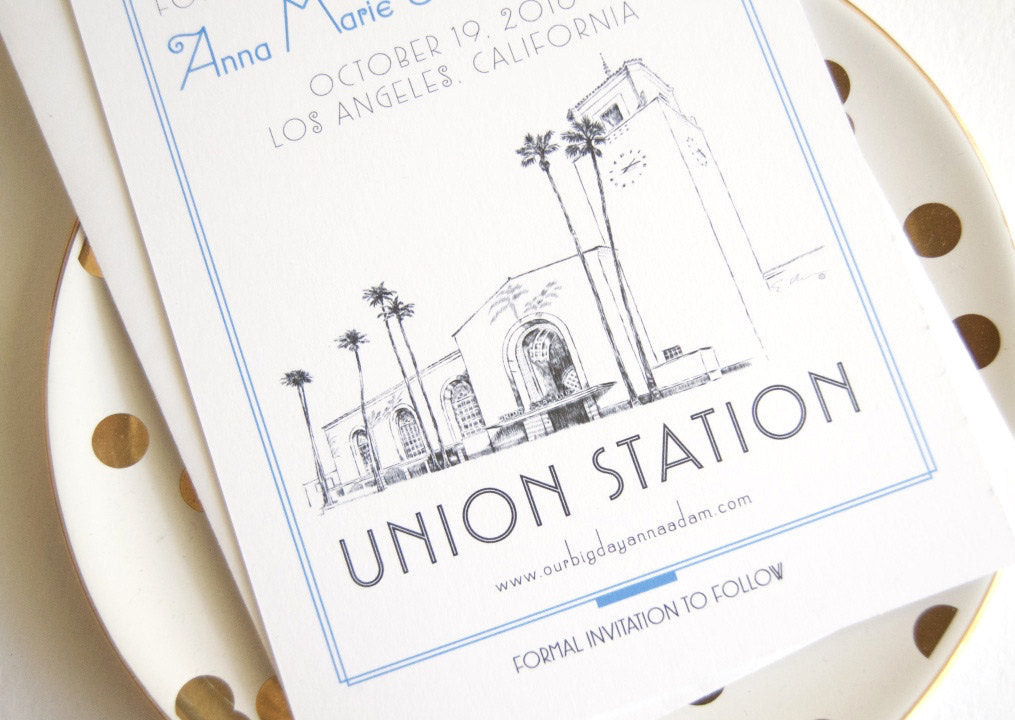 Los Angeles Union Station, Train Station, Los Angeles Save the Date Cards (set of 25 cards)