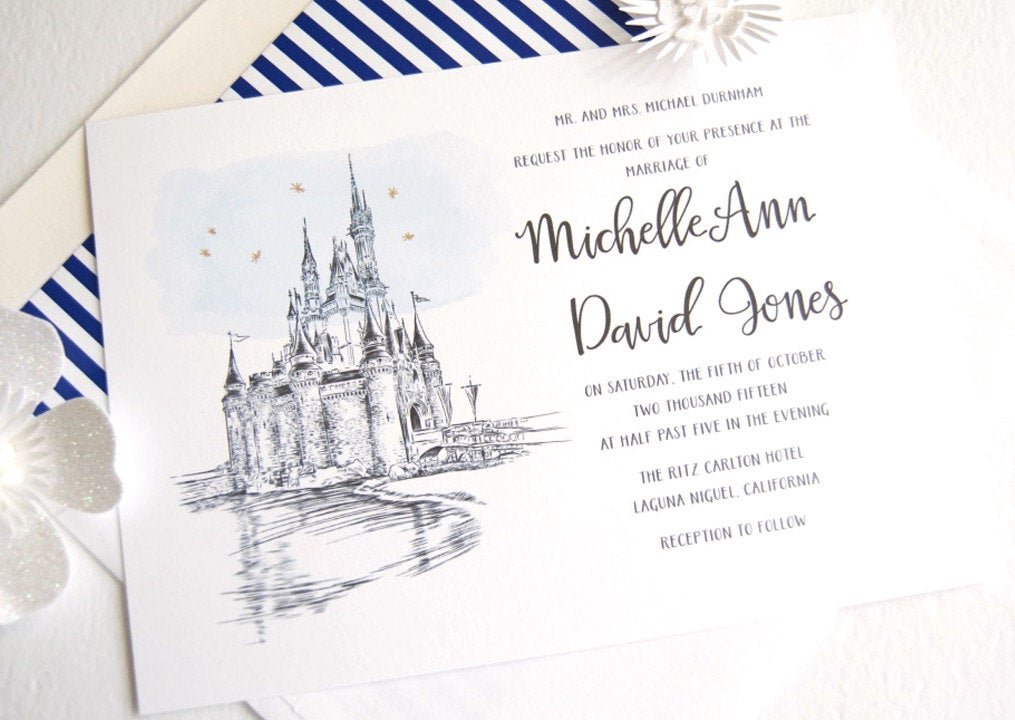 Disney World Cinderella's Castle Fairytale Wedding Invitation, Quinceañera, Sweet 16, Invite, Florida