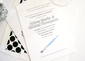 Star Wars Inspired Wedding Invitations, Lightsaber Invitations (Sold in Sets of 10 Invitations, RSVP Cards + Envelopes)
