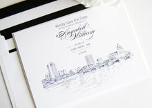 Load image into Gallery viewer, Cedar Rapids, Iowa Skyline Save the Date Cards (set of 25 cards)
