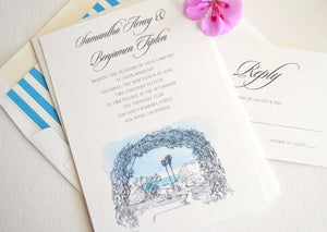 Thursday Club, San Diego Wedding Invitation Package (Sold in Sets of 10 Invitations, RSVP Cards + Envelopes)