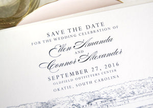 Outfield Outfitters Center Bridge, Okatie, South Carolina Skyline Save the Date Cards (set of 25 cards)