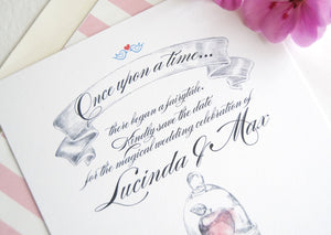 Snow White Fairytale Wedding, Disney Inspired, Wedding Watercolor Save the Date Cards (set of 25 cards)