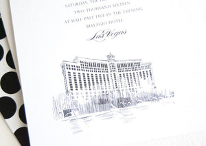Bellagio Hotel Las Vegas Destination Wedding Invitation, Las Vegas Wedding, Vegas Weddings (Set of 10 Invitations, RSVP Cards + Envelopes)