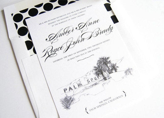 Palm Springs Skyline Wedding Invitations Package (Sold in Sets of 10 Invitations, RSVP Cards + Envelopes)