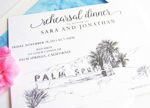 Palm Springs Skyline Weddings Rehearsal Dinner Invitations (set of 25 cards)