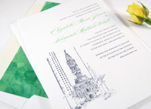Load image into Gallery viewer, Philadelphia City Hall Skyline Wedding Invitation, Philadelphia Wedding Invitations (Sold in Sets of 10 Invitations, RSVP Cards + Envelopes)
