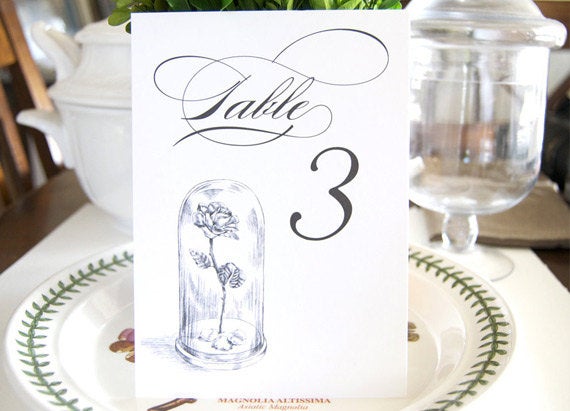 Beauty and the Beast, Fairytale Wedding, Disney Table Numbers (1-10)