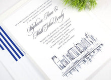 Load image into Gallery viewer, Jersey City Skyline Wedding Invitations Package (Sold in Sets of 10 Invitations, RSVP Cards + Envelopes)
