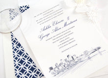 Load image into Gallery viewer, Little Rock, Arkansas Skyline Wedding Invitations Package (Sold in Sets of 10 Invitations, RSVP Cards + Envelopes)
