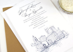 Providence Skyline Wedding Invitation Package (Sold in Sets of 10 Invitations, RSVP Cards + Envelopes)