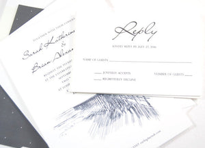 Santa Barbara Pier Hand Drawn Wedding Invitations Package (Sold in Sets of 10 Invitations, RSVP Cards + Envelopes)