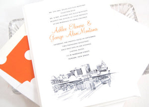 Newark Skyline Wedding Invitations Package (Sold in Sets of 10 Invitations, RSVP Cards + Envelopes)
