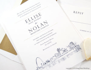 St. Louis Skyline Wedding Invitation, Saint Louis Weddings, Missouri (Sold in Sets of 10 Invitations, RSVP Cards + Envelopes)