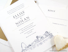 Load image into Gallery viewer, St. Louis Skyline Wedding Invitation, Saint Louis Weddings, Missouri (Sold in Sets of 10 Invitations, RSVP Cards + Envelopes)
