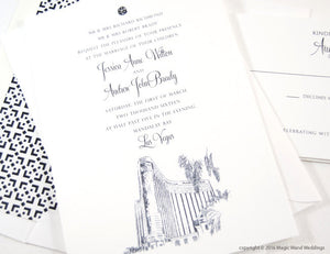 Mandalay Bay Las Vegas Wedding Invitations, Vegas Wedding, Destination Weddings Invitation (Sets of 10 Invitations, RSVP Cards + Envelopes)