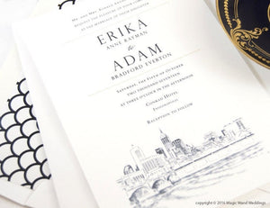 Indianapolis Skyline Wedding Invitations Package (Sold in Sets of 10 Invitations, RSVP Cards + Envelopes)