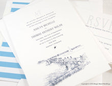 Load image into Gallery viewer, Martha&#39;s Vineyard Skyline Destination Wedding Invitations Package (Sold in Sets of 10 Invitations, RSVP Cards + Envelopes)
