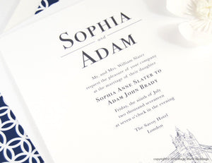 London Skyline Destination Wedding Invitations Package (Sold in Sets of 10 Invitations, RSVP Cards + Envelopes)