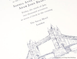 London Skyline Destination Wedding Invitations Package (Sold in Sets of 10 Invitations, RSVP Cards + Envelopes)