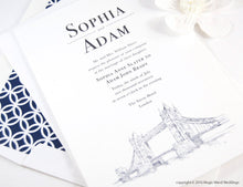Load image into Gallery viewer, London Skyline Destination Wedding Invitations Package (Sold in Sets of 10 Invitations, RSVP Cards + Envelopes)
