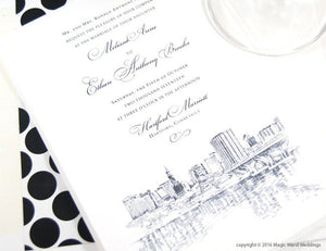 Hartford, Connecticut  Skyline Wedding Invitations Package (Sold in Sets of 10 Invitations, RSVP Cards + Envelopes)