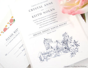 Aulani , Disney Resort Destination Wedding Invitations Package (Sold in Sets of 10 Invitations, RSVP Cards + Envelopes)