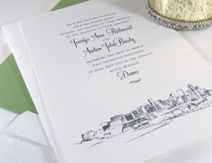 Denver Skyline Wedding Invitations Package (Sold in Sets of 10 Invitations, RSVP Cards + Envelopes)