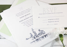 Load image into Gallery viewer, Chicago Skyline Wedding Invitations Package (Sold in Sets of 10 Invitations, RSVP Cards + Envelopes)
