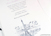 Load image into Gallery viewer, Paris Skyline Wedding Invitations Package (Sold in Sets of 10 Invitations, RSVP Cards + Envelopes)

