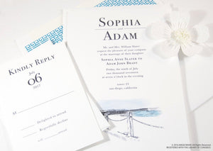 San Diego Crystal Pier View from Tower 23 Wedding Invitations Package (Sold in Sets of 10 Invitations, RSVP Cards + Envelopes)