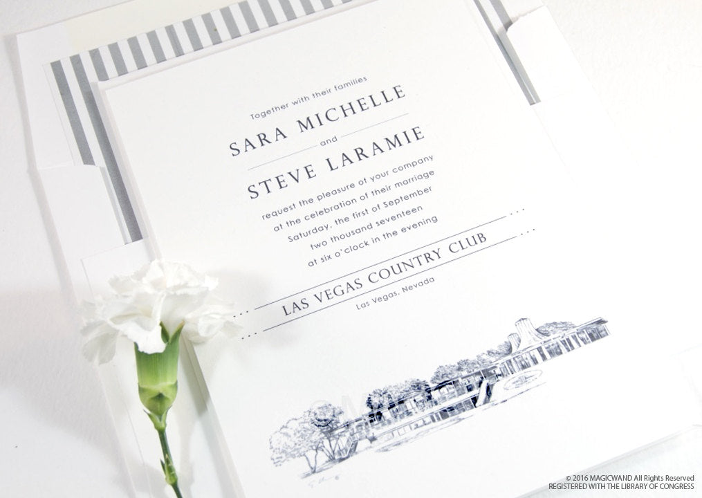 The Las Vegas Country Club Wedding Invitations Package (Sold in Sets of 10 Invitations, RSVP Cards + Envelopes)