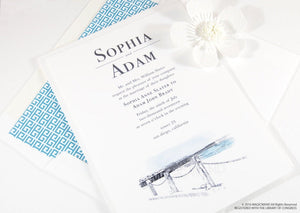 San Diego Crystal Pier View from Tower 23 Wedding Invitations Package (Sold in Sets of 10 Invitations, RSVP Cards + Envelopes)