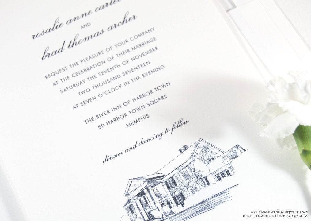 Graceland  Wedding Invitations, Nashville Tennessee Wedding, Elvis House, Mansion (Sold in Sets of 10 Invitations, RSVP Cards + Envelopes)