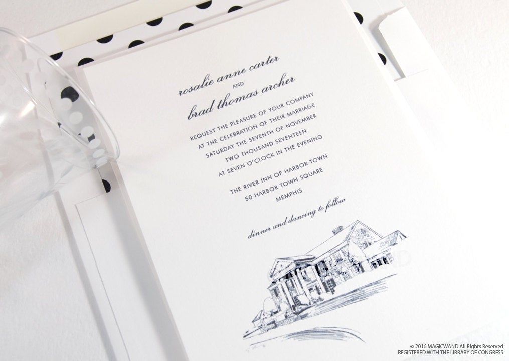 Graceland  Wedding Invitations, Nashville Tennessee Wedding, Elvis House, Mansion (Sold in Sets of 10 Invitations, RSVP Cards + Envelopes)