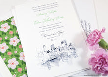 Load image into Gallery viewer, New York Central Park Wedding Invitation, New York Wedding, NY Wedding, NYC, Hand Drawn (Sold in Sets of 10 Invitations)
