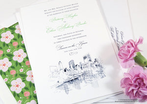 New York Central Park Wedding Invitation, New York Wedding, NY Wedding, NYC, Hand Drawn (Sold in Sets of 10 Invitations)